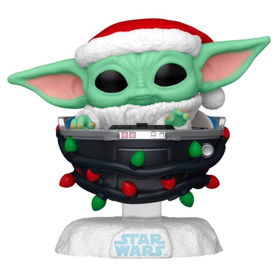 Grogu con Santa Hat in Pram